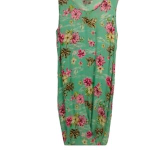 Anna Maxwell 1XP Green Pink Aloha Maxi Dress Petite